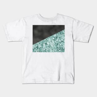 Polished granite verde - turquoise stone & black leather Kids T-Shirt